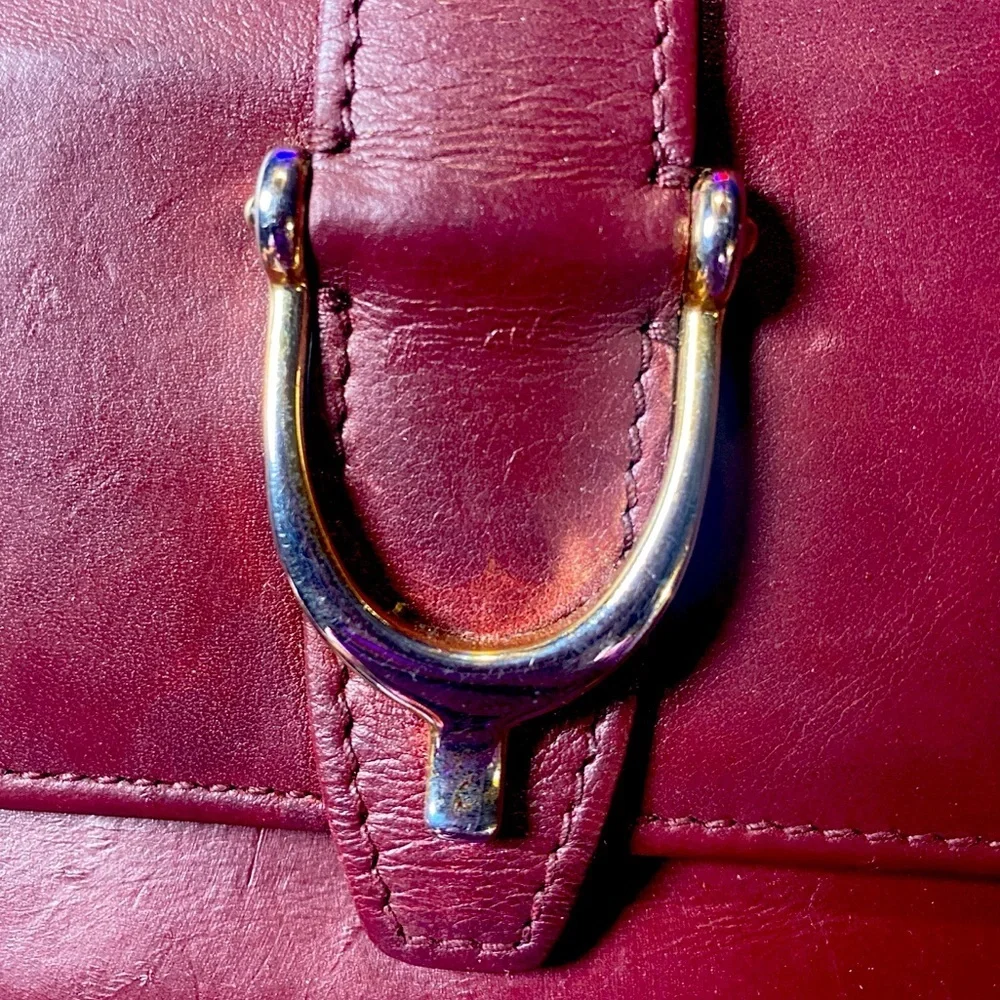 GUCCI Maroon w/Silver Hardware Leather Long Wallet, EUC
